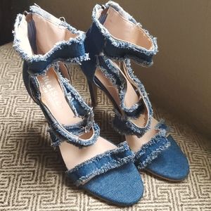 MeisiLe Strappy denim heels